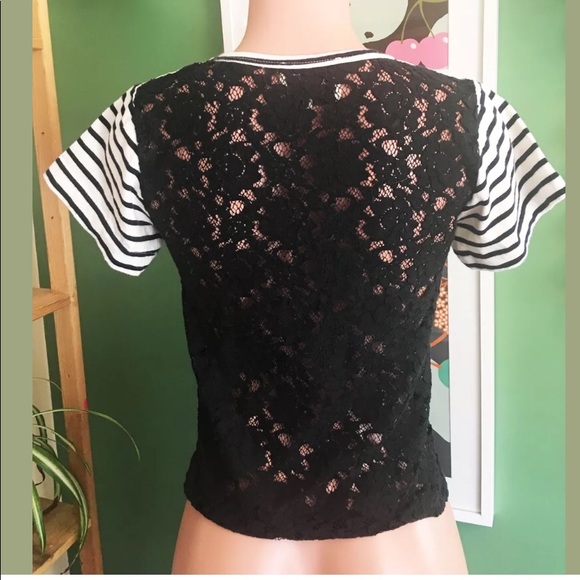 Sea New York Stripe Knit Top W/ Lace Back Panel XS - Picture 3 of 8